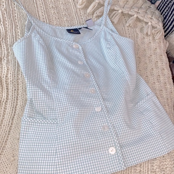 Vintage Lizsport button down gingham top with pockets size 6 - Picture 3 of 7